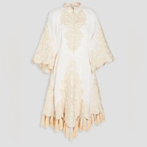 Zimmermann dress sz 2 (US 8) white linen with cream detailed stitching NWT
